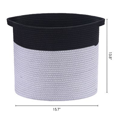 2 Pcs Woven Storage Bin with Hidden Handles, Shelf Closet Storage Basket for Clothes, Organizer Bin