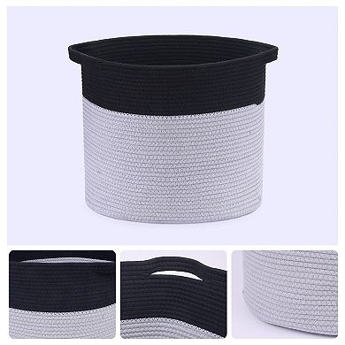 2 Pcs Woven Storage Bin with Hidden Handles, Shelf Closet Storage Basket for Clothes, Organizer Bin
