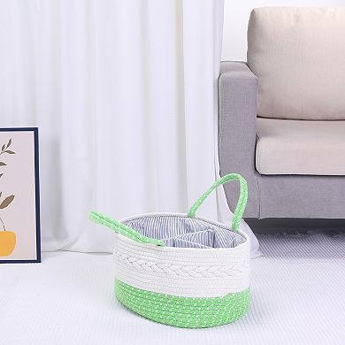 2 Pcs Woven Storage Baskets, Shelf Closet Storage Bin for Blankets, Organizer Bin with Handles