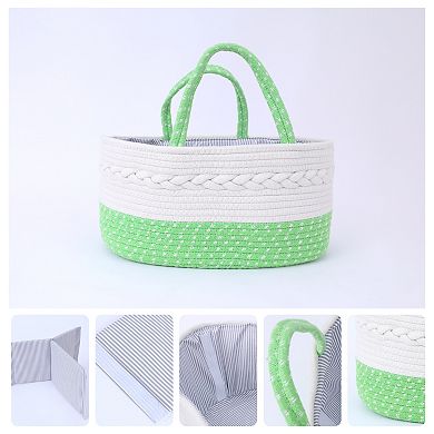 2 Pcs Woven Storage Baskets, Shelf Closet Storage Bin for Blankets, Organizer Bin with Handles