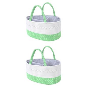 2 pc Woven Storage Baskets, Shelf Closet Storage Bin for Blankets, Organizer Bin with Handles