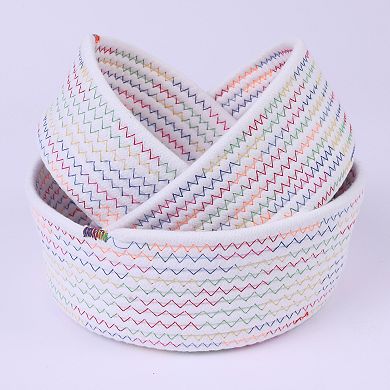 2 Pcs Round Woven Storage Basket, Small Storage Bin for Entryway Desk Key Tray Bowl