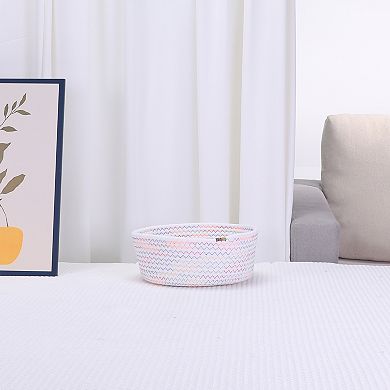 2 Pcs Round Woven Storage Basket, Small Storage Bin for Entryway Desk Key Tray Bowl