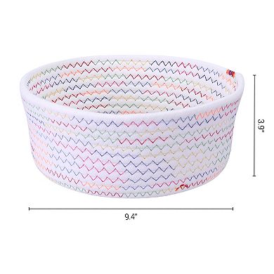 2 Pcs Round Woven Storage Basket, Small Storage Bin for Entryway Desk Key Tray Bowl