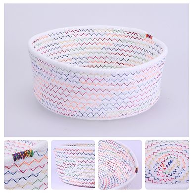 2 Pcs Round Woven Storage Basket, Small Storage Bin for Entryway Desk Key Tray Bowl