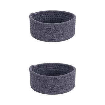 2 pc Round Woven Storage Basket, Small Storage Bin for Entryway Desk Key Tray Bowl