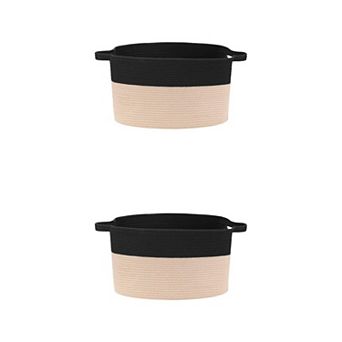 2 pc Woven Storage Basket with Handle, Shelf Closet Storage Bin for Blankets, Organizer Bin