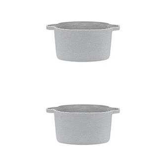 2 pc Woven Storage Basket with Handle, Shelf Closet Storage Bin for Blankets, Organizer Bin