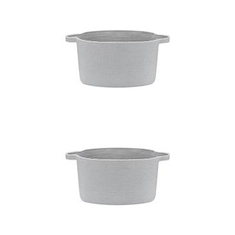 2 pc Woven Storage Basket with Handle, Shelf Closet Storage Bin for Blankets, Organizer Bin