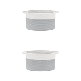 2 pc Woven Storage Basket with Handle, Shelf Closet Storage Bin for Blankets, Organizer Bin