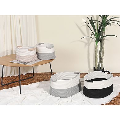 2 Pcs Woven Storage Basket Bin with Handles, Shelf Closet Storage Bin for Clothes, Shoes