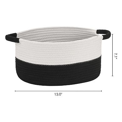 2 Pcs Woven Storage Basket Bin with Handles, Shelf Closet Storage Bin for Clothes, Shoes