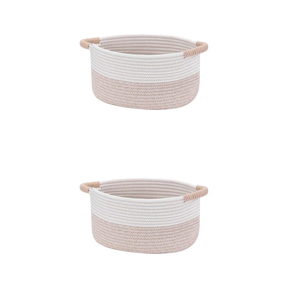 2 Pcs Woven Storage Basket Bin with Handles, Shelf Closet Storage Bin for Clothes, Shoes