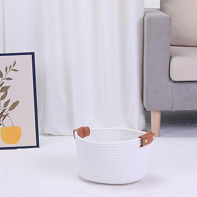2 Pcs Woven Storage Basket, Shelf Closet Storage Bin for Blankets, Clothes, Shoes, Organizer Bin