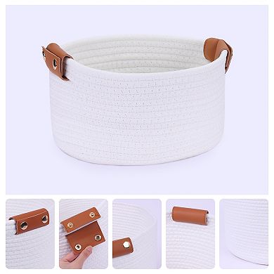 2 Pcs Woven Storage Basket, Shelf Closet Storage Bin for Blankets, Clothes, Shoes, Organizer Bin