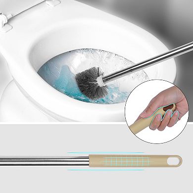 Toilet Brush Round Head Stainless Steel, Durable Grip Handle Compact Size 1Pc