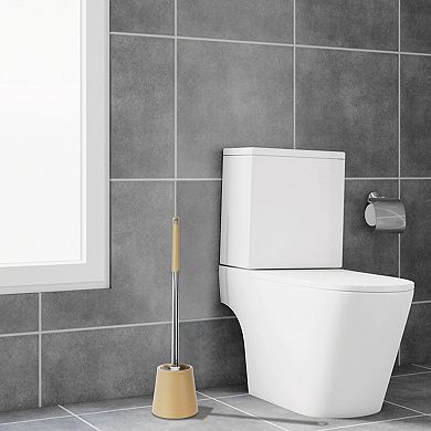 Toilet Brush Round Head Stainless Steel, Durable Grip Handle Compact Size 1Pc