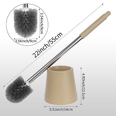 Toilet Brush Round Head Stainless Steel, Durable Grip Handle Compact Size 1Pc