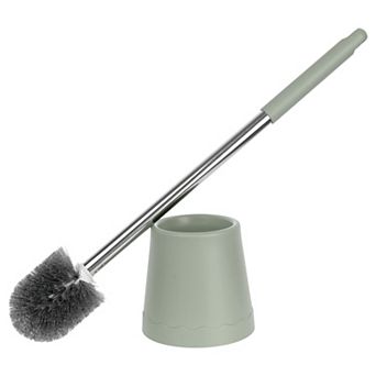 Toilet Brush Round Head Stainless Steel, Durable Grip Handle Compact Size 1 pc