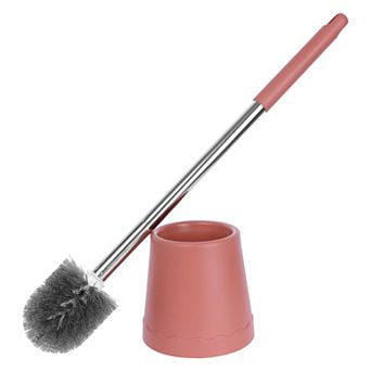 Toilet Brush Round Head Stainless Steel, Durable Grip Handle Compact Size 1 pc