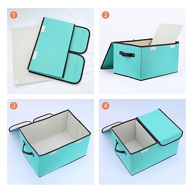 2 Pcs Fabric Storage Bin Cube with Handle and Lid, Storage Basket for Organizing Clothes