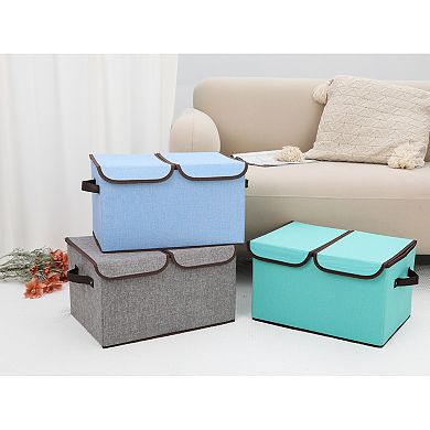 2 Pcs Fabric Storage Bin Cube with Handle and Lid, Storage Basket for Organizing Clothes