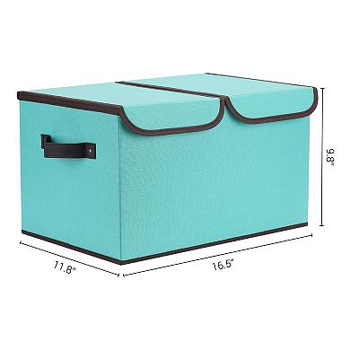 2 Pcs Fabric Storage Bin Cube with Handle and Lid, Storage Basket for Organizing Clothes