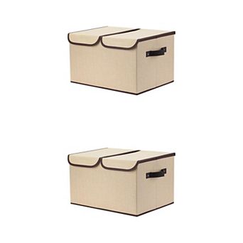 2 pc Fabric Storage Bin Cube with Handle and Lid, Storage Basket for Organizing Clothes
