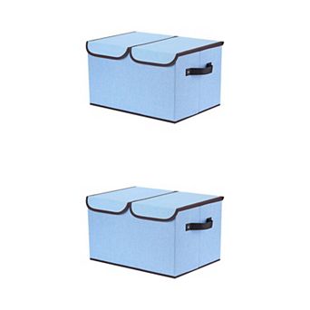 2 pc Fabric Storage Bin Cube with Handle and Lid, Storage Basket for Organizing Clothes