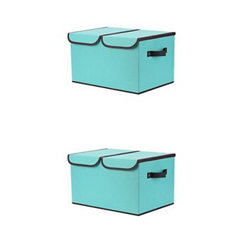 2 pc Fabric Storage Bin Cube with Handle and Lid, Storage Basket for Organizing Clothes