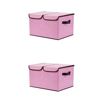 2 pc Fabric Storage Bin Cube with Handle and Lid, Storage Basket for Organizing Clothes