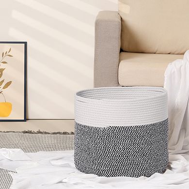 2 Pcs Woven Storage Basket Bin for Clothes, Blankets, Shoes, Shelf Closet Organizer Bin