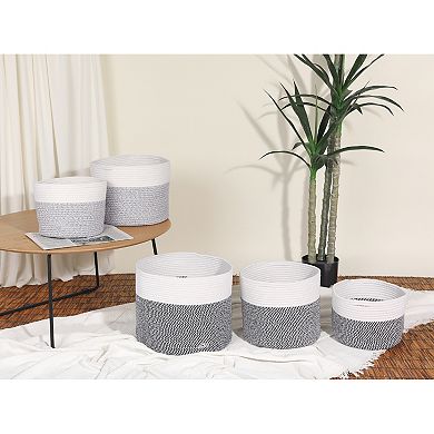 2 Pcs Woven Storage Basket Bin for Clothes, Blankets, Shoes, Shelf Closet Organizer Bin