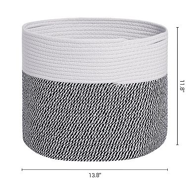 2 Pcs Woven Storage Basket Bin for Clothes, Blankets, Shoes, Shelf Closet Organizer Bin