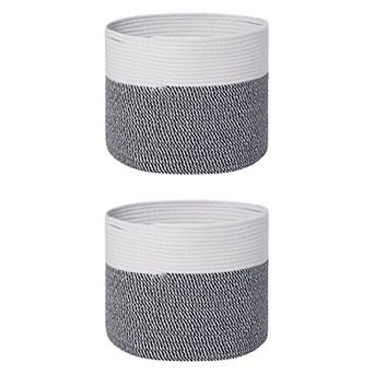 2 pc Woven Storage Basket Bin for Clothes, Blankets, Shoes, Shelf Closet Organizer Bin