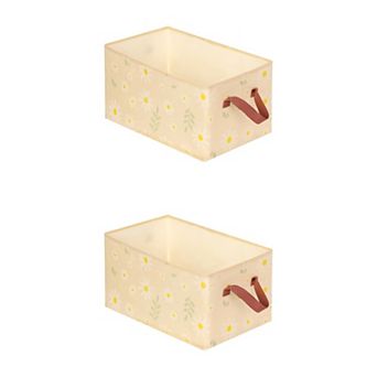2 pc Chrysanthemum Storage Cube with Handles, Fabric Storage Bins, Storage Basket for Clothes