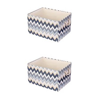 2 pc Fabric Storage Basket Bin with Handle and Drawstring Closure, Storage Cube