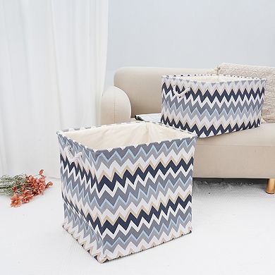 2 Pcs Fabric Storage Basket Bin with Handle and Drawstring Closure, Storage Cube