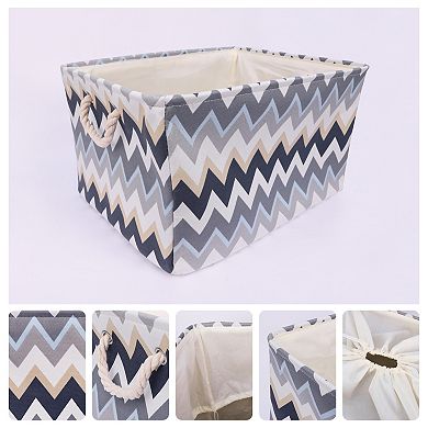 2 Pcs Fabric Storage Basket Bin with Handle and Drawstring Closure, Storage Cube