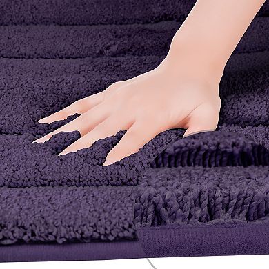 Geometry Bathroom Rug Mat, Extra Soft Absorbent Bath Rug, Non-Slip Solid Color Bath Mat 24" x 35"