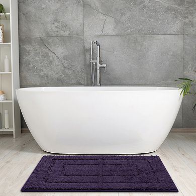 Geometry Bathroom Rug Mat, Extra Soft Absorbent Bath Rug, Non-Slip Solid Color Bath Mat 24" x 35"
