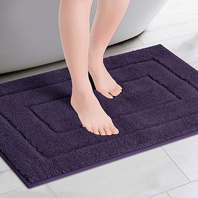 Geometry Bathroom Rug Mat, Extra Soft Absorbent Bath Rug, Non-Slip Solid Color Bath Mat 24" x 35"
