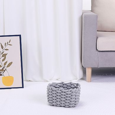 2 Pcs Woven Storage Basket Bin, Shelf Closet with Handles for Key Tray Bowl for Entryway Desk