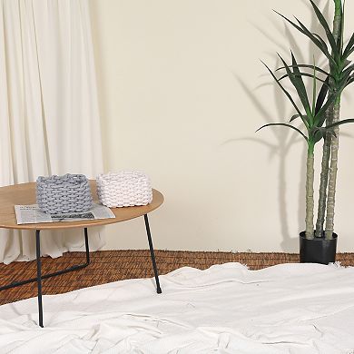 2 Pcs Woven Storage Basket Bin, Shelf Closet with Handles for Key Tray Bowl for Entryway Desk