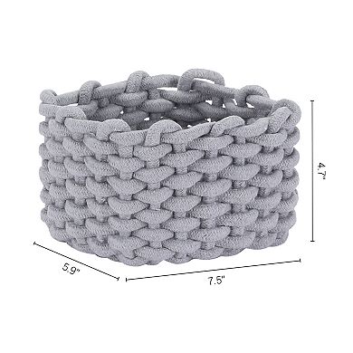 2 Pcs Woven Storage Basket Bin, Shelf Closet with Handles for Key Tray Bowl for Entryway Desk