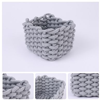 2 Pcs Woven Storage Basket Bin, Shelf Closet with Handles for Key Tray Bowl for Entryway Desk