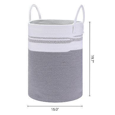 2 Pcs Woven Storage Bin with Handles, Shelf Closet Storage Basket Organizer Bin for Blankets