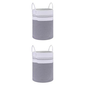 2 pc Woven Storage Bin with Handles, Shelf Closet Storage Basket Organizer Bin for Blankets