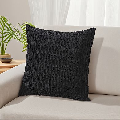 Pack of 2 Corduroy Throw Pillow Covers Soft Boho Solid Striped Cushion Cover 24 x 24 Inch