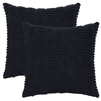 Pack of 2 Corduroy Throw Pillow Covers Soft Boho Solid Striped Cushion Cover 24 x 24 Inch